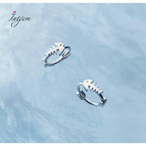 Real 100% 925 Sterling Silver Earrings Korean Version Simple Fish Bone Small Ear Buckle Women Personality Earrings Jewelry Gift