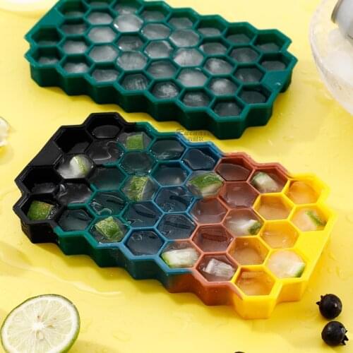 Silicone Ice Tray 37 Cells Even Honeycomb Silicone Ice Tray with Lid Ice Cube Mold Ice Box DIY Ideas
