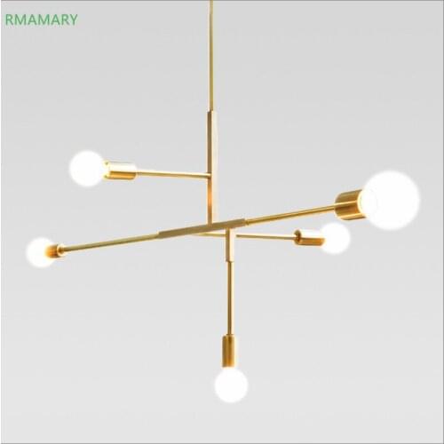 Nordic modern electroplating gold chandelier cafe bedroom restaurant bar chandelier lighting creative personality LED lamps