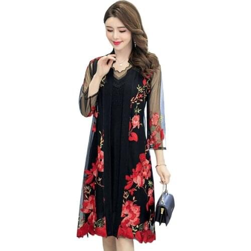Lingwave Sun Protection Coat Female Plue Size XL-5XL Shawl Summer Ethnic Embroidery Split Cardigan Mid-length Lace Shawl Outwear