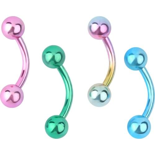 BODY PUNK Eyebrow Studs Piercing Surgical Stainless Steel 1 Set/4Pcs Fashion Unisex Bar Ring Body Jewelry EB 001 for Women