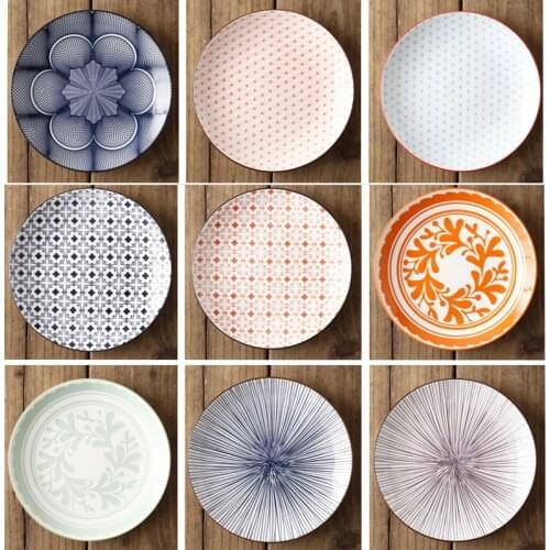 Japanese Nordic Creative Modern Simple Underglaze Color Ceramic Tableware Household 8-inch Western-style Meal Snack Flat Plate