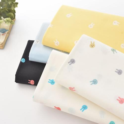 Japan vintage cotton handwork white yellow rabbit fabric art Retro style fabric for DIY Bag 0.5meter