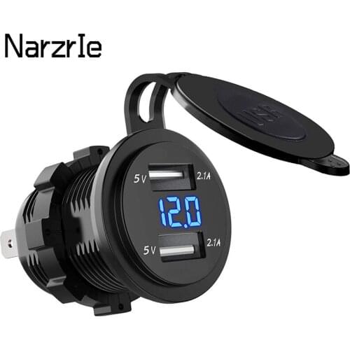 12V/24V USB Charger Dual USB Port 2.1A for Motorcycle Auto Truck ATV Boat Adapter Power Supply Socket for Phone Mobile