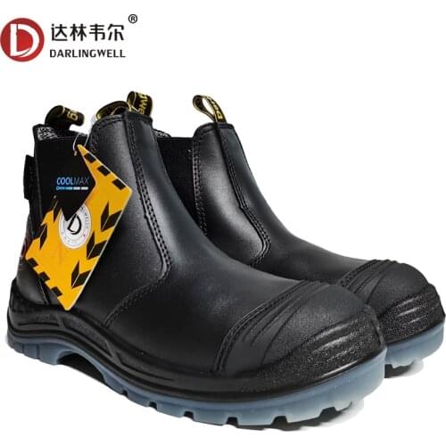 DARLINGWELL Cowhide Safety Shoe Boots Steel Toecap Construction Factory Oil Rescue Work Boots High Quality Outdoor Footwear