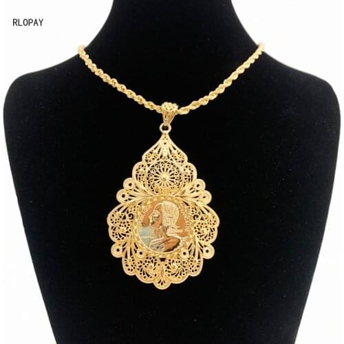 Top Quality France Retro Coin Pendant Republiqye Francaise Women Necklace with Slid Chain Algeria Bidal Gold Necklace Pendants