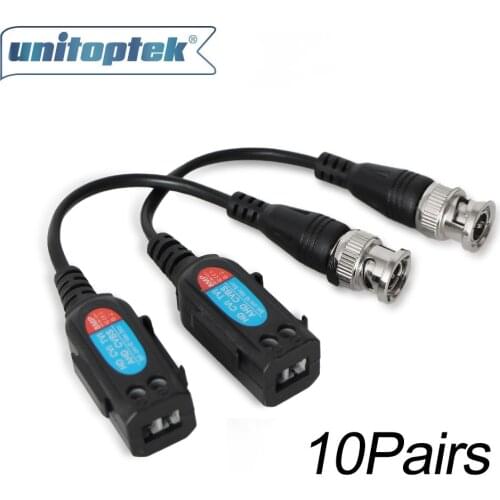 10Pairs 200M Range For HDCVI/AHD/TVI camera Twisted BNC CCTV Video Balun Passive Transceivers UTP Balun BNC Cat5 CCTV UTP