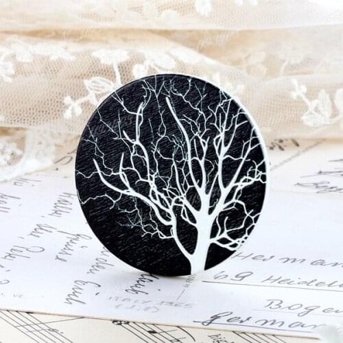 2Pcs Tree 45mm Unique 3D Embossed Big Round Handmade pattern Wood Cut Pendant make Necklaces, Bracelets,Brooch-(WI-1)