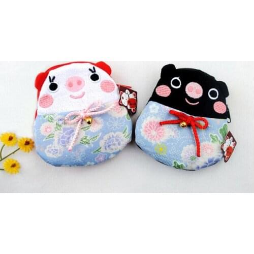 2021 100 pieces Wholesale Japanese style Lucky cat coin purses coin bags Zero Wallet Japanese kimono fabric