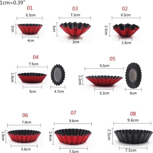 6pcs Non-stick Mini Flower Carbon Steel Egg Tart Pan Mold Reusable Cupcake Mould