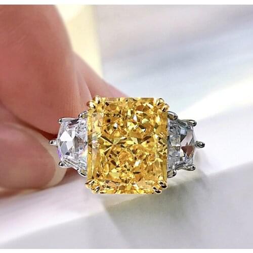 925 Sterling Silver Ring Luxury Brand Redian Princess Cut 10*12mm High Carobon Diamond Rings For Women Engagement Fine Jewelry