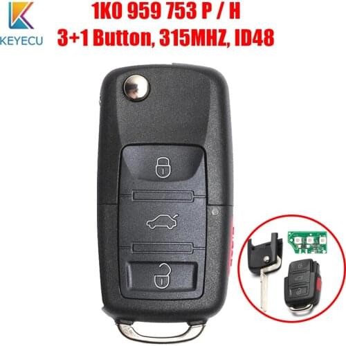 Keyecu 1K0 959 753 P H Car Remote Key for VW VolksWagen CC EOS Golf GTI Jetta Passat R32 Rabbit 1K0959753P 1K0959753H