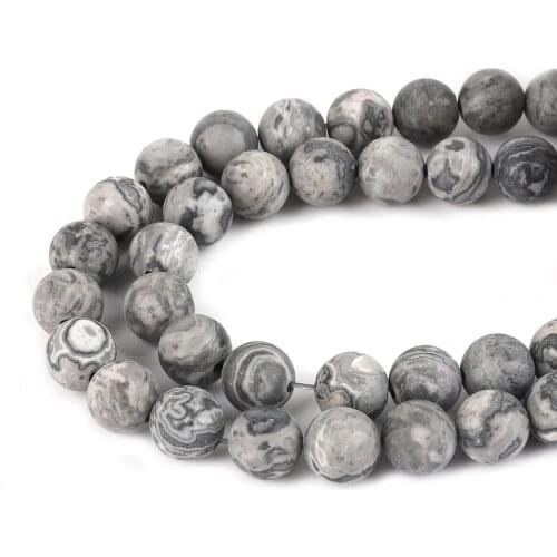 38-95pcs 4 6 8 10mm Natural Frosted Map Stone Beads For Jewelry Making Findings Necklace Bracelet Earrings Findings
