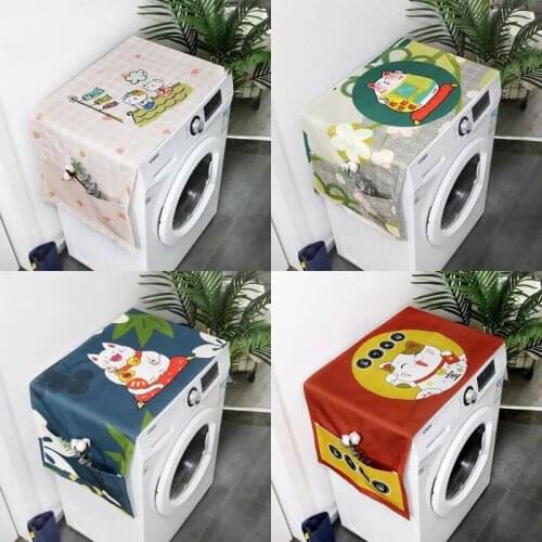 Japanese Simple Drum Washing Machine Cover Waterproof Single Open Double Door Refrigerator Cover Cloth Microwave Dust Cloth