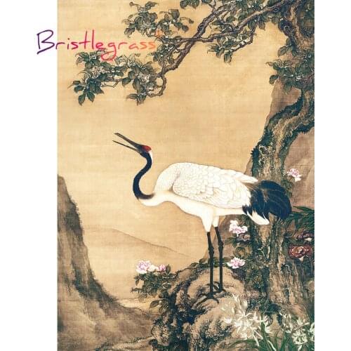 BRISTLEGRASS Wooden Jigsaw Puzzles 500 1000 Pieces Osmanthus Tree Crane Qing Dynasty Chinese Painting Educational Toy Home Decor