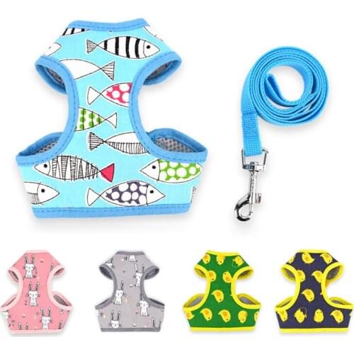 Mesh Small Dog Harness Nylon Breathable Puppy Dog Harness Vest Pet Walking Harnesses Vest and Leash Set For Chihuahua Small Dogs