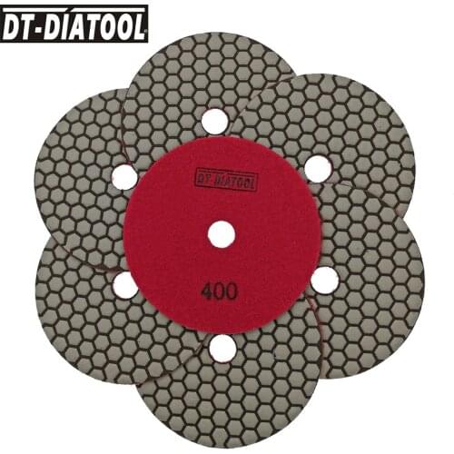 DT-DIATOOL 7pcs #400 High Quality Resin Bond Sanding Discs Diamond Dry Polishing Pads 125mm For Granite Marble Ceramic dia 5"