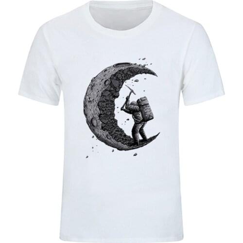Digging The Moon Print Funny Mens O-neck T Shirts Fashion Mens Tops Men T-shirt Cool Men Tshirt Male Men Tee Shirts Camiseta