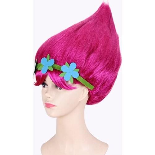 Trolls Cosplay Kids Hairs Hat with Hairband Trolls Headpiece Cap Headwear Cosplay Accessary for Party Show