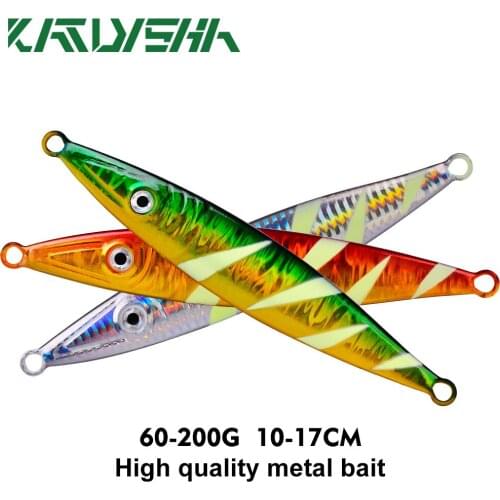 KATYUSHA 1PCS Metal Jig Fishing Lure Slow Cast Jigging Spoon 60G 80G 100G 120G 160G 200G Artificial Shore Metal Bait Sea Tackle
