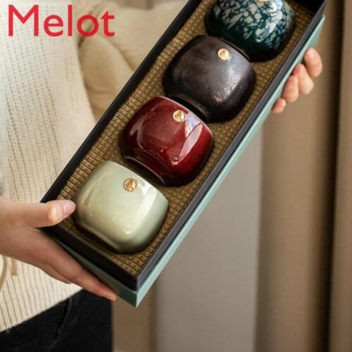 Ceramic Tasting Cup Gift Box Kiln Into Small Tea Cup Single Cup Tea Cup Set Home Kung Fu Tea Set Hand Salute Gifts From Elders