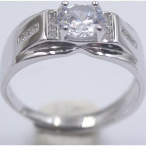Pure 925 Sterling Silver Prong Set Bling Zircon Ring For Man Size from 5 to 12 WMR53A