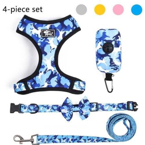 Camouflage Dogs Harness Vest Leash And Collar Set For Small Medium Dogs Antiescape Pet Chest Strap French Bulldog Accessories