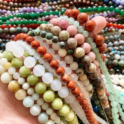 4mm-12mm Natural Stone Garnet Turquoises Lapis Lazuli Round Loose Spacer Beads for Needlework Jewelry Making DIY Bracelet 15