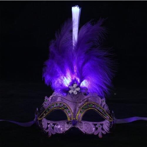 Hot LED Mask Glowing Eye Mask Halloween Carnival Party Mask Women Stage Performence Props Fairy Fluff Eye Mask Masquerade Mask