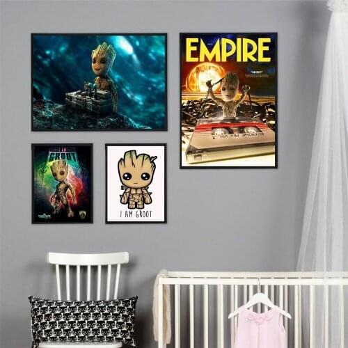 Baby Groot Movie Character Canvas Art Painting Posters And Prints For Living Room Wall Picture Home Decor No Framed Quadro