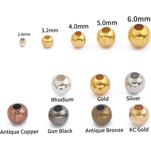 100-500Pcs Gold/Bronze/Sliver Color Metal Round Beads Iron Spacer Loose Beads For Jewelry Making Necklace Bracelet DIY Jewelry