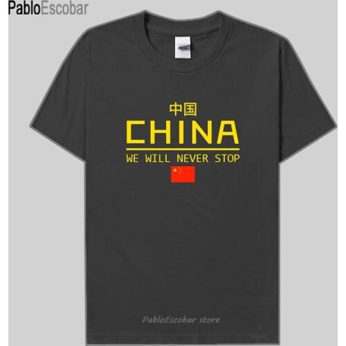 Peoples Republic of China CHN mens t-shirt Chinese flag Short sleeve clothes cotton summer Streetwear casual Fashion tops