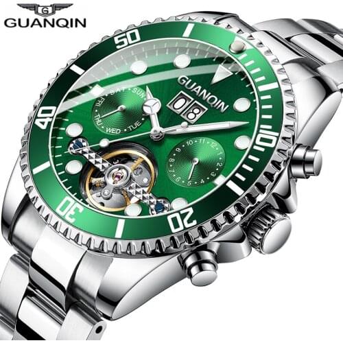 2021 Mens Watches Top Brand Luxury GUANQIN Mechanical Watches Green Waterproof Date Week reogios masculinos de luxo original