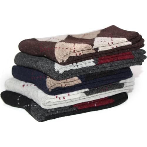 Rabbit Wool 5 Pair/Bag Men Spring Autumn Winter Warm Socks Deodorant Breathable Soft Business Casual Lattice Colors Meias Socks