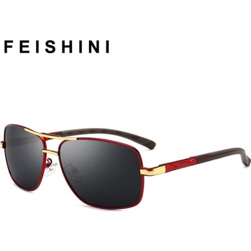 Feishini Brand Polarized Sunglasses Men Rectangle New Fashion Eyes Protect Driver Glasses For Men With Accessories Goggles