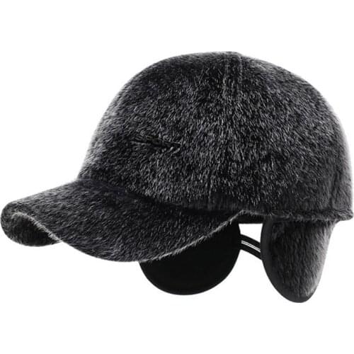2020 New Winter Hats Men Baseball Caps Black Hats Woolen Thicken Warm Hats with Earflaps