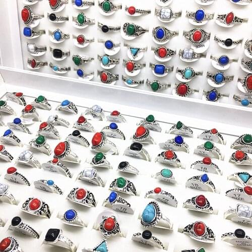 Wholesale 100pcs Beautiful Womens Rings Silver Plated Stone Bohemia Mix Styles Fashion Finger joint Ring Brand New Dropshipping