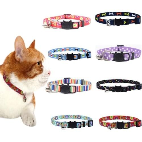 Cats Products for Pets Breakaway Cat Collars Kitten Collar with Bell Nylon Cat Necklace Quick Release for Cats Kedi Coleira Gato