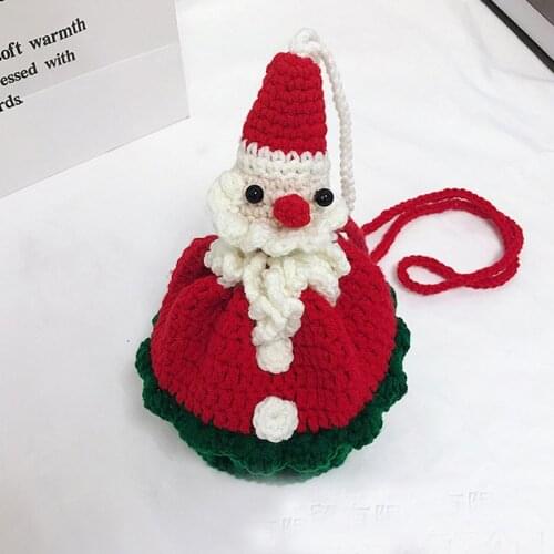 Hand Knitted Santa Claus Christmas Bag Female Christmas Tree Elk Bag Girls Lovely Small Crochet Bags Womens Messenger Bag