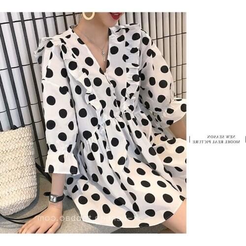 Shirts For Women Long Sleeve Top 2021 New Small Polka Dot Chiffon Dress Super Girl Gentle Fairy Skirt Chic Baby Skirt