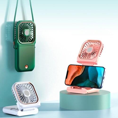 Foldable Mini Hanging Neck Fan Summer Portable Silent Cooling Personal Fan Outdoor Travel USB Rechargeable Electric Fan Radiator