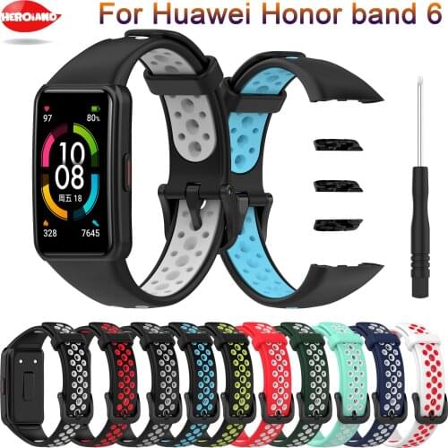 Replacement Sport Soft Silicone Watch Band Wrist Strap Adjustable Watchbands for Huawei band 6 honor band 6 Smart Watch Correa