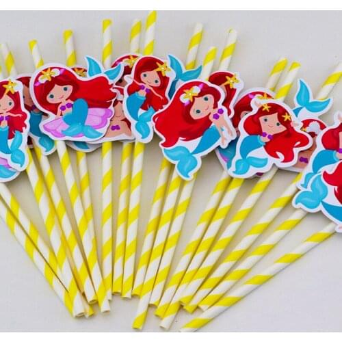 Pretty Mermaids Theme Party Cake Topper Theme Boxes Bags Bottle Labels Cake Topper Straws Glitter Centerpiece Supplies