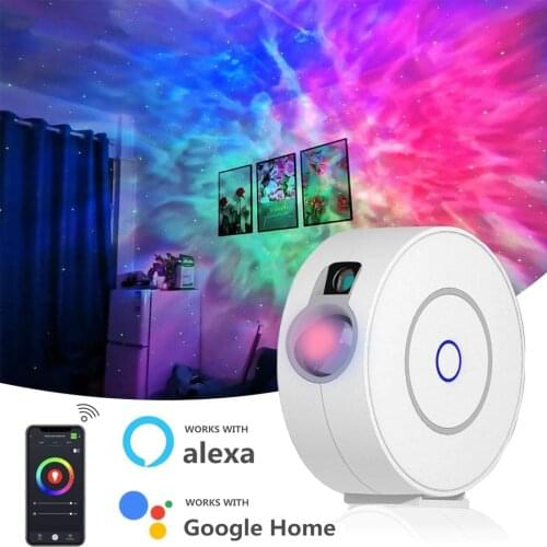 Smart Star Projector with Nebula Cloud Moving Ocean Wave Starry Sky WiFi Night Light Projector Work With Alexa App Control