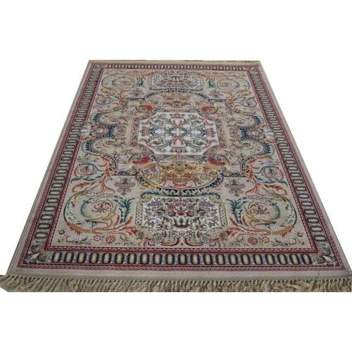 Viscose french carpet About 5.3' X 7.6' machine made Thick Plush Savonnerie Rug Carpet Made To Order 6all invorygc161savyg28