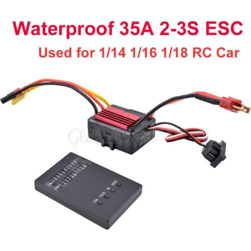 Waterproof 35A 2-3s ESC Electric Speed Controller 5V/2A BEC w/ Programmer for 1/14 1/16 1/18 RC Car 2838 2845 Brushless Motor