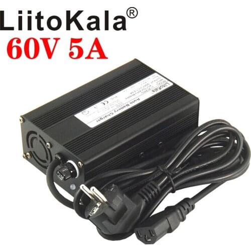 LiitoKala 60V 5A 360W 110V / 220V 50-60Hz 67.2V 5A Charger Li-ion Charger for 16S 60V lithium battery pack Fast charger