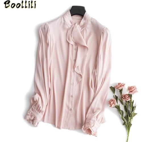 Womens Shirt Real Silk Vintage Blouse Women Clothes 2020 Ladies Tops Spring Elegant Office Shirt Women Blouses Ropa Mujer