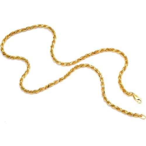 2.3mm Authentic 925 Sterling silver Gold ROPED Braid twisted Chain choker necklace Womens XLx993