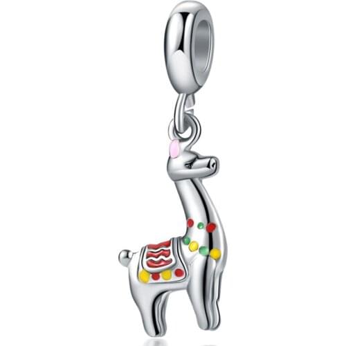 1Pcs New Cute Color Alpaca Pendant DIY Beads Suitable for Original Pandora Charm Bracelet Ladies Jewelry Making Gifts